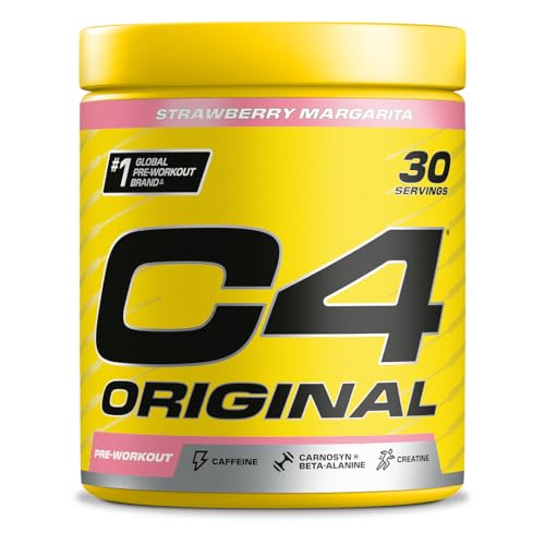 C4 Original Beta Alanine Sports Nutrition Bulk Pre Workout Powder for Men & Women | Best Pre-Workout Energy Drink Supplements | Creatine Monohydrate | Strawberry Margarita | 30 Servings