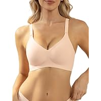 COMFELIE Womens Wireless Bras No Underwire Push Up Bra Seamless Supportive Full Coverage Everyday Bras Skin XL