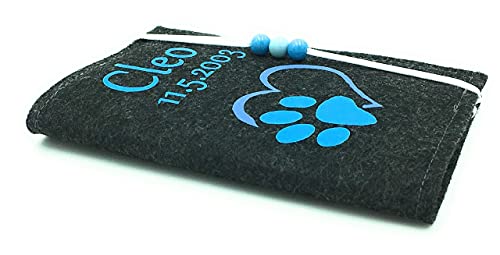 Heimtierausweis Hülle -Impfpass hülle Herzpfote Blau/Blau