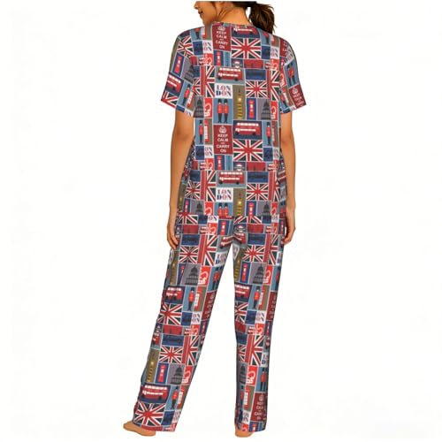 Pijama de mujer de Inglaterra con pantalón largo y manga corta 2