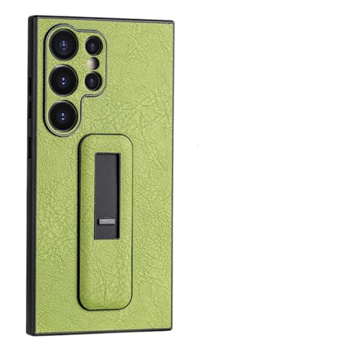 Housse de téléphone antichoc Samsung S24 Plus cuir vert support coulissant