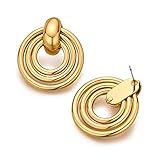 VEDAIM Gold Geometric Drop Dangle Earrings for Women Round Dangle Earrings Jewelry Gift