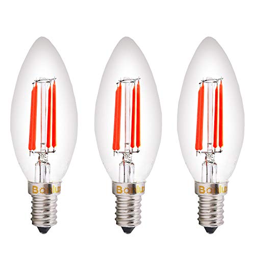 Bonlux E14 LED Kerze Birne SES Rot Glühfaden 4W Kleine Edison Screw Antike Kerze-Glühbirnen Ersatz zu 40W Glühlampe (3 Stück)