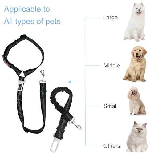 Diompirux 2er-Pack Premium Hunde Anschnallgurt, Sicherheitsgeschirr Hund mit Universelle Schnalle, verstellbares Hundesicherheitsgeschirr, für alle Kleine, Mittlere Hunde, Katzen und Alle Autotypen