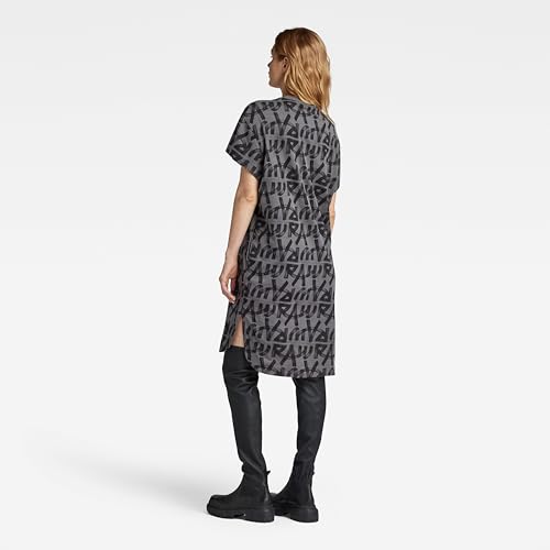 Miniatura 3 de G-Star Raw Printed Loose T-Shirt Dress Vestido Informal, Gris Asphalt Raw Paint D24484-D611-G419, Xs Para Mujer