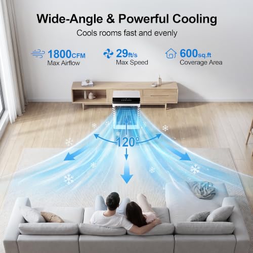 Image of Uthfy 1800CFM Swamp Cooler, 30 inch Evaporative Air Cooler with 5.3 Gal Detachable Water Tank, 120 Oscillation, Remote, 12H Timer, 3 Speeds, Portable Cooling Fan for Bedroom, Home Office, Study, Garage