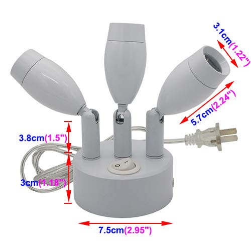 Luminturs 3W Three Heads Led Wall Mount Spotlight Adjustable Picture Light Plug In Lamp On/Off Button Cabinet White Finish Nature White #TOP1