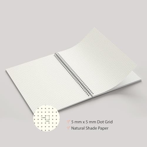 Image of PaperO Professional A4 Dot Grid Notebook | 5MM Dot Design | A4 Size (8.5 x 11 inches) | Ideal for Architects & Designers | Kraft Cover | 100 Pages | (DOT GRID 1)