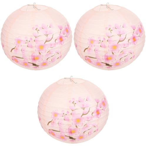 Image of MERRYHAPY 3Pcs Folding Japanese Paper Lanterns Hanging Decorations for Wedding Party Restaurant Floral Design Traditional Oriental Paper Lanterns 41.33X13.77In
