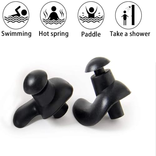 Image of Silicone Swimming Waterproof Soft Ear Plugs Reusable Anti-Noise Dust-Proof Water Diving Sports Earplugs (Black, One Size)