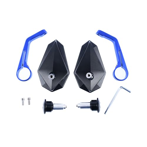 Rétroviseurs moto universels de guidon aux finitions soignées bleu-noir