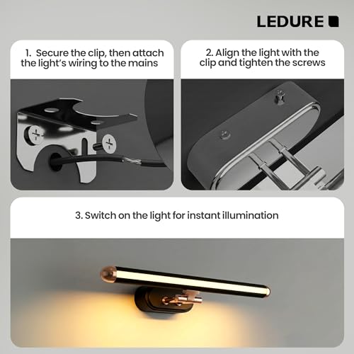 Image of LEDURE Acro 6W LED Mirror Light (Pack of 1) | 3-in-1 Color Changing Bathroom Vanity Mirror & Picture Wall Light | 2 Year Warranty | Cool White /Warm White /Natural White | Sleek Design