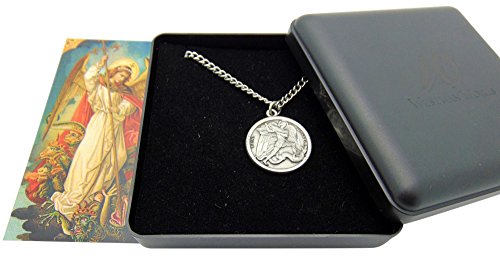 Westman Works St Michael Pewter Medal One Inch Saint Pendant On A Stainless Steel Chain Boxed Gift Set #TOP4