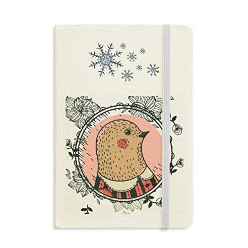 Carnet de notes épais anti-bavure pour dessiner l'hiver | Cahier grand volume pigeon et flore