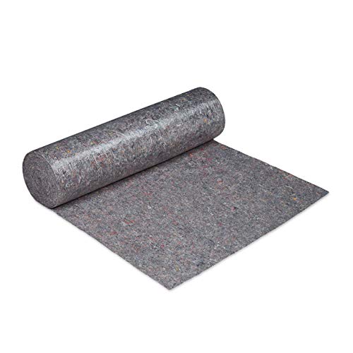 Relaxdays Couverture de déménagement, Lot de 2, 1 m x 50 m = 50 m², antidérapant, Hydrofuge, 180g/m², Tapis de Protection, Gris