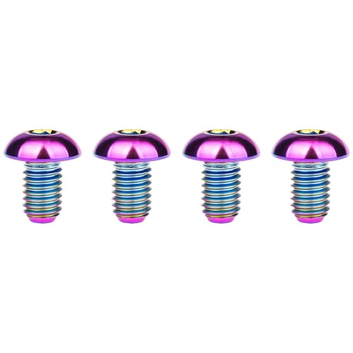 Image of Titanium Bolt M4x6 8 10 12 15 20mm Hex Head Screws for Bicycle Pack of 4 (Rainbow, M4x6mm)