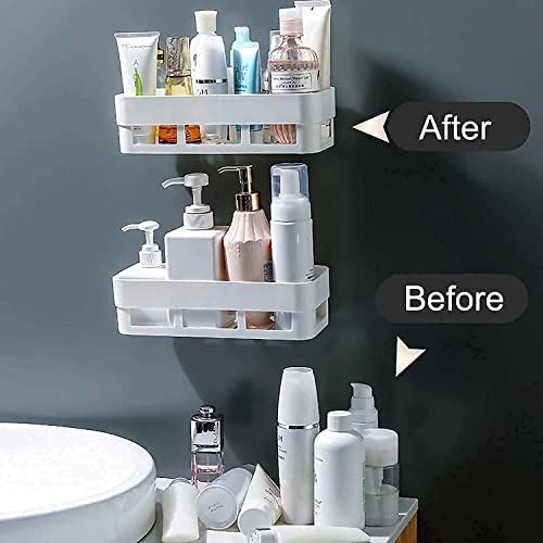 Image of TEKCOOL Bathroom Organiser, Self Adhesive Bathroom Shelf for Wall, Washroom Organizer, Bathroom Rack Stand Without Drilling (1 Pcs),Plastic