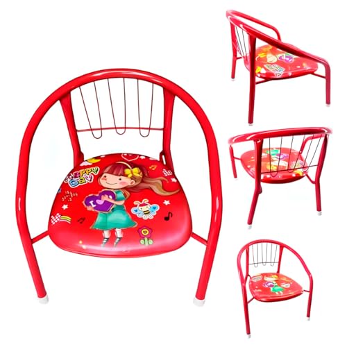 Cadeirinha com Apito Decorada Infantil de Metal Suporta 25 Kg (Vermelho)
