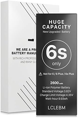 LCLEBM [2600mAh] Battery for for iPhone 6S, New 0 Cycle Higher Capacity Battery Replacement for iPhone 6S,Only for iPhone 6S Battery