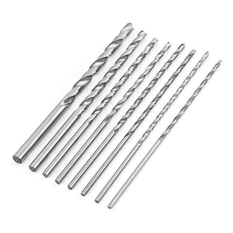 8PCS 200 mm Extra Long High-speed Steel HSS Twist Drill Bit Kit ,Diameter 2-10mm High hardness Spiral Drill Bit for Wood Plastic and Aluminum Cover