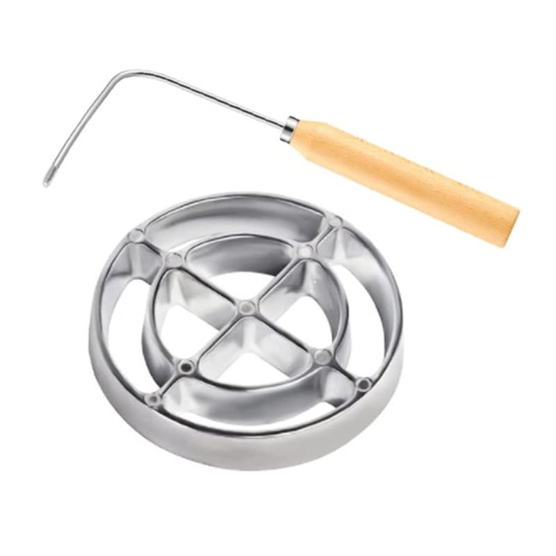 Bunuelos Form mit Griff – Rosetten Timbale Eisen Set, Aluminium Waffelformen, Bunuelos Keksform, Trichter Kuchenring, Rosetten Ausstecher, Werkzeug, 12 cm