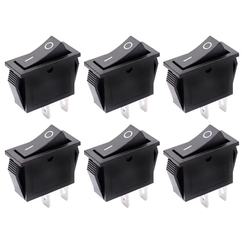6PCS Toggle Switch On/Off Mini Boat Switch 16A 250VAC 2 Pin Toggle Press Button Rocker Switch for Car Auto Boat Household Appliances Black