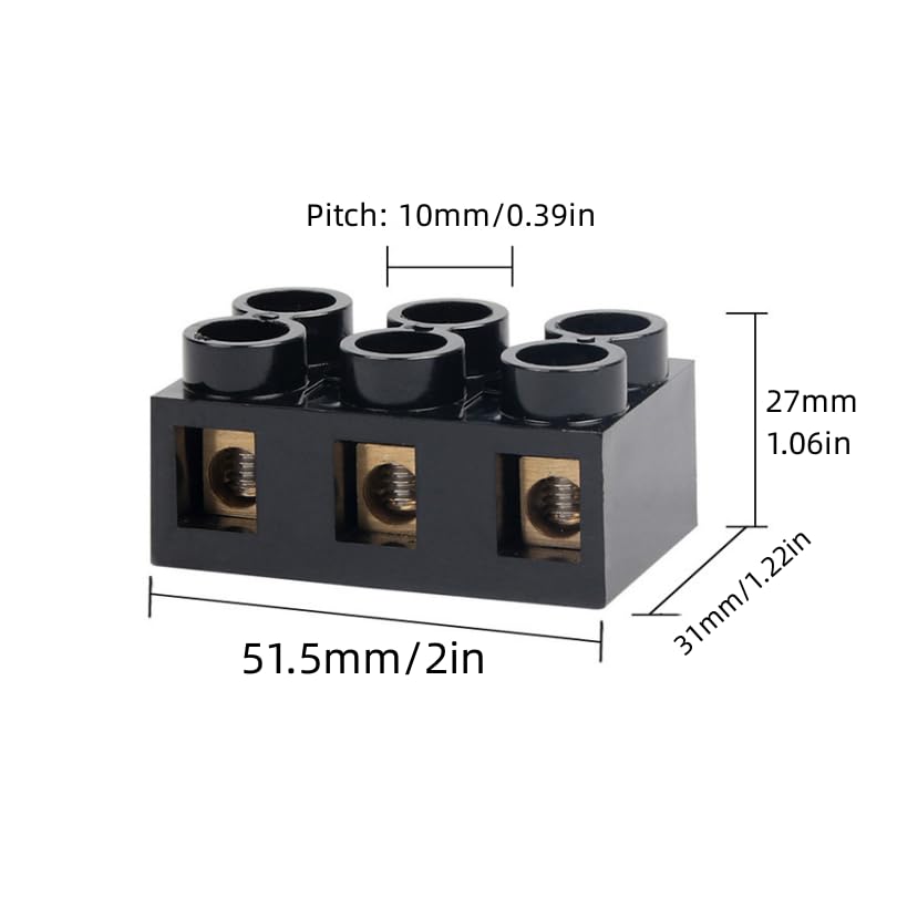 Bornier à vis double rangée 60A 500V pour boîte de distribution - 2