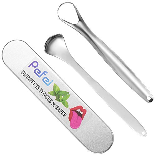 Tongue Scraper Cleaner, 2 Pack Surgical Grade Stainless Steel Tongue Brush Eliminate Bad