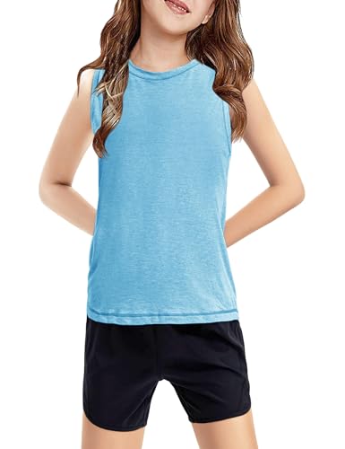 Image of Haloumoning Girls Tank Tops Kids Sleeveless Athletic Lightweight Cute Summer Top Dancewear 5-14 Years