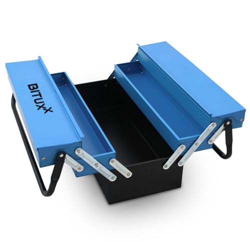 Bituxx Metall Werkzeugkiste Werkzeugkasten Tragbar mit Griffen Aufklappbar unbefüllt