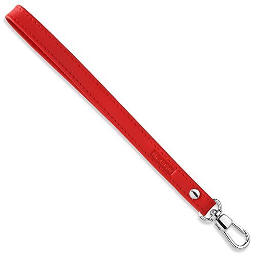 Alban Leather Wrist Strap for Clutch Wristlet Purse Pouch Keychain Red with Silver Clasp