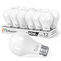 MASTERY MART A19 LED Bulbs 60 Watt Equivalent, 9W Non-Dimmable, Flicker-Free, 800 Lumens, Soft White 2700K, E26 Base, 10000 Hours, Energy Saving, Bright for Living Room, Bedroom, 12 Pack