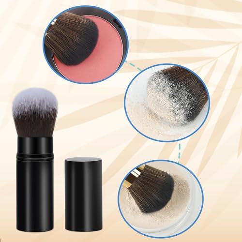 Chenyoyangfen 2 Pieces Retractable Brush,Brush with Cover,for Apply Blush,Makeup setting class retractable makeup brush blusher brush,travel make up brushes makeup brush large makeup brush - Image 5