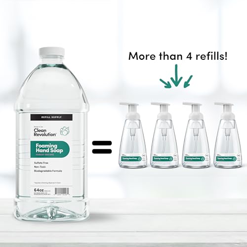 Image of Clean Revolution Foaming Hand Soap Refill Supply Container, Ready to Use Formula, Forest Escape Fragrance, 64 Fl Oz (Pack of 1)