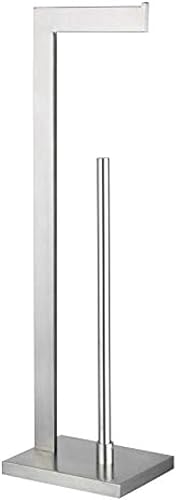 GERZWY Soporte de papel higiénico de pie con reserva, SUS 304 acero inoxidable Lavatory Tissue Roll Holder Floor Stand Storage Brushed Finish