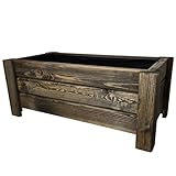 HolzGarden Pflanzkübel Holz Rechteckig 80x32x40 cm Imprägniert Farbe Palisander Wetterfest Blumenkasten Blumentopf Groß Außen Balkon Garten Pflanzkasten Outdoor 54l Serie Flora