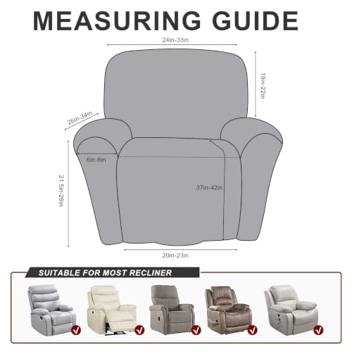 Image of ANARACHON Leather Like Recliner Chair Covers Heavy Duty, 4 Pieces Recliner Cover for Recliner Chair, Leather Cover for Recliner slipcovers Washable for Pets (03Tawny)