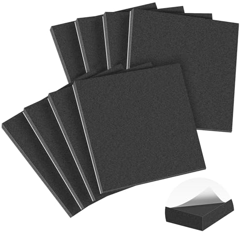 MYFAMIREA 8 PCS Adhesive Foam Padding Sheets Closed Cell Self Adhesive Sticky Foam Pads, 1/4" Thick 4'' x 4'' Neoprene Rubber Sheets Non-Slip Insulation Pads Vibration for Furniture Crafts Cars, Black