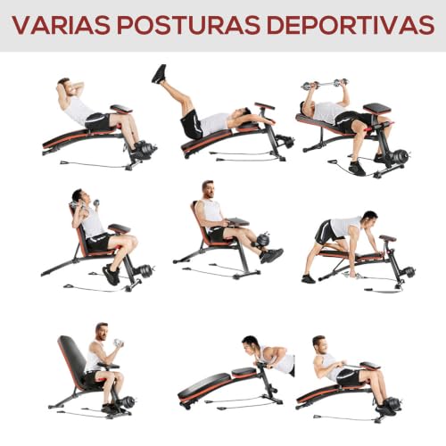 Miniatura 3 de Homcom Banco De Mancuerna Plegable Inclinable Banco De Pesas Musculación Multifuncional Para Entrenamiento Completo Máquina De Fitness Gimnasio Hogar