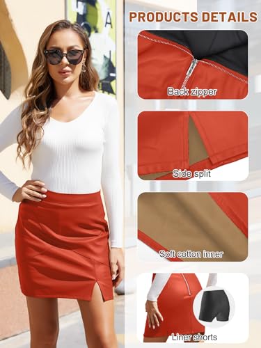 Image of We1Fit Womens Fuax Leather Skirt High Waisted Bodycon Pencil Mini Skirts with Shorts