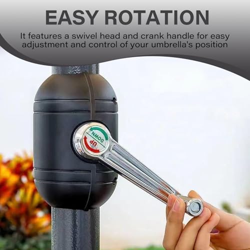 Piezas de paraguas voladizo con manivela ajustable resistente de plástico para patio 5