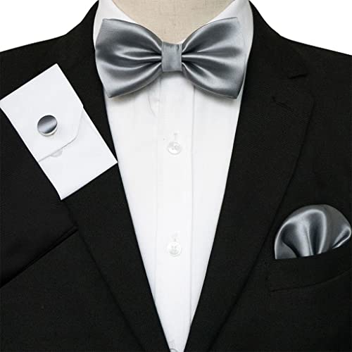 Set de corbatas de moño para hombre con gemelos y pañuelo