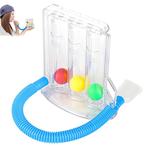 XTDMJ Entrenador de respiración pulmonar, entrenador pulmonar, con 3 bolas de colores, para terapia del habla y función pulmonar, con sistema de 3 cámaras