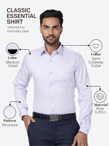 Image of Raymond Slim Fit Pure Cotton Structure Pattern Semi Cut Away Collar Formal Shirt