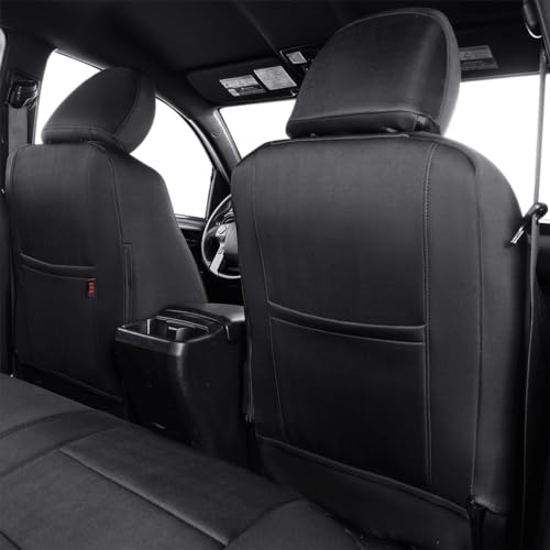 Image of EKR Custom Fit Tacoma Car Seat Covers for Toyota Tacoma 2024 2025 2026 Xtra Cab SR - Full Set, Neoprene (Black)