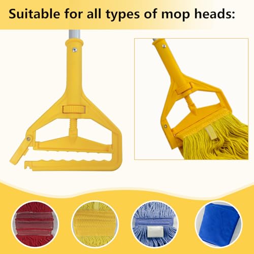 Image of Commercial Mop Clamps-Quick Change Head Mop Handle -Heavy Duty Mop Head Replacement Holder Change Mop Handle -Commercial Gripper Mop Wet Mop Handle 2PC (KL-MSZJ-Huang)