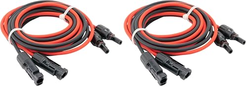 Câble solaire rouge et noir de 4mm² en lot de 2 rallonges de 3m avec connecteurs pour panneau