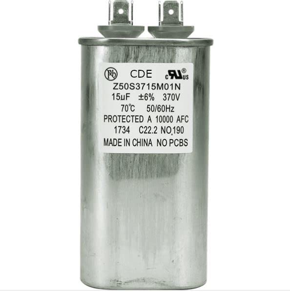 15uf 370 VAC - Oil Filled Motor Run Capacitor - Metal Oval Case - Z50S3715M01N