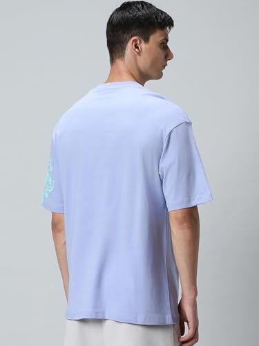 Image of Bewakoof Men's 100% Cotton Printed Oversized Fit Round Neck T-Shirt