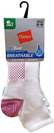 Hanes Women's Lightweight Breathable Ankle Socks 6 Pair Pack